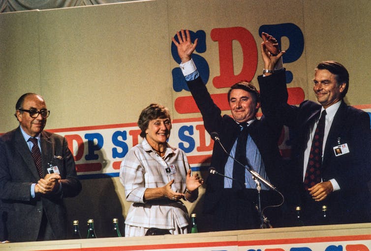 Roy Jenkins, Shirley Williams, David Steel and David Owen pictured at the SDP conference in 1985.