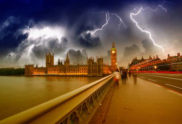 Stormy sky over House of Commons.