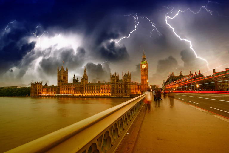 Stormy sky over House of Commons.