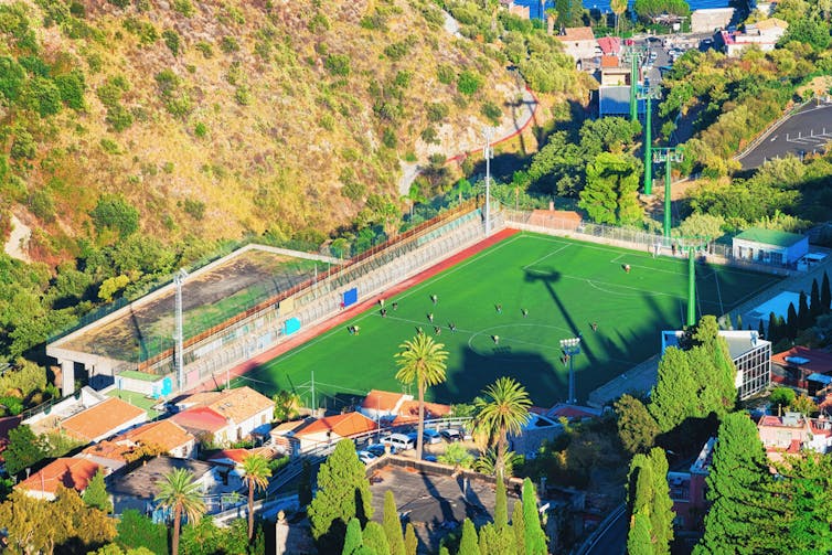 A football pitch viewed from above.