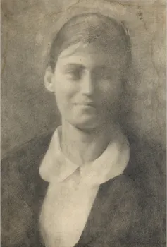 Autorretrato, 1962, Isabel Quintanilla. Lápiz sobre papel, 53 × 38 cm.