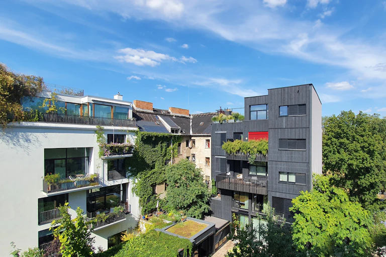 medium density housing with lots of trees and green areas