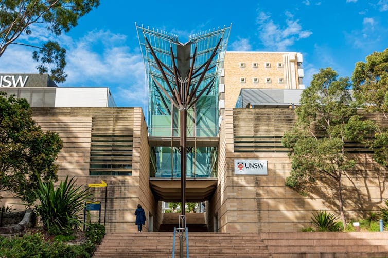 The John Niland Scientia Building at the University of New South Wales pictured on a sunny day.