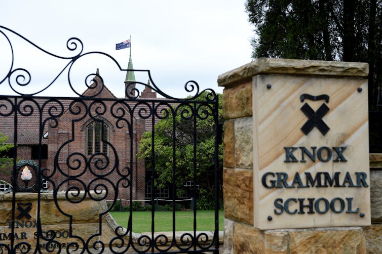 Wrought iron gates at Knox Grammar School.
