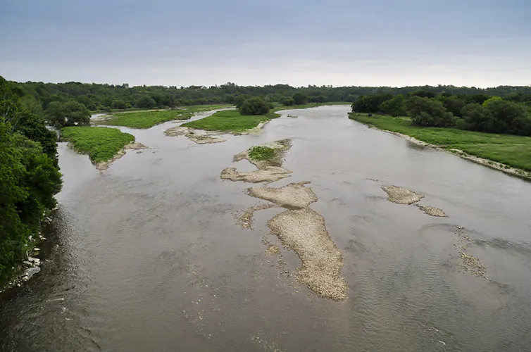 A flowing river.