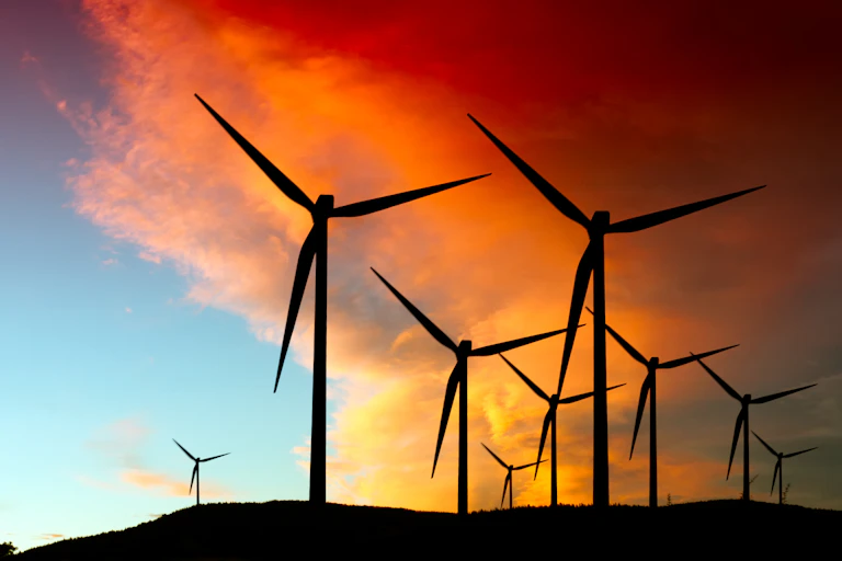 wind farm sunset