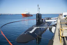 Virginia-class submarine the USS North Carolina seen docked at Rockingham near Perth