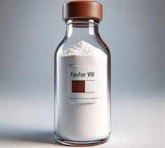 A bottle of factor VIII concentrate