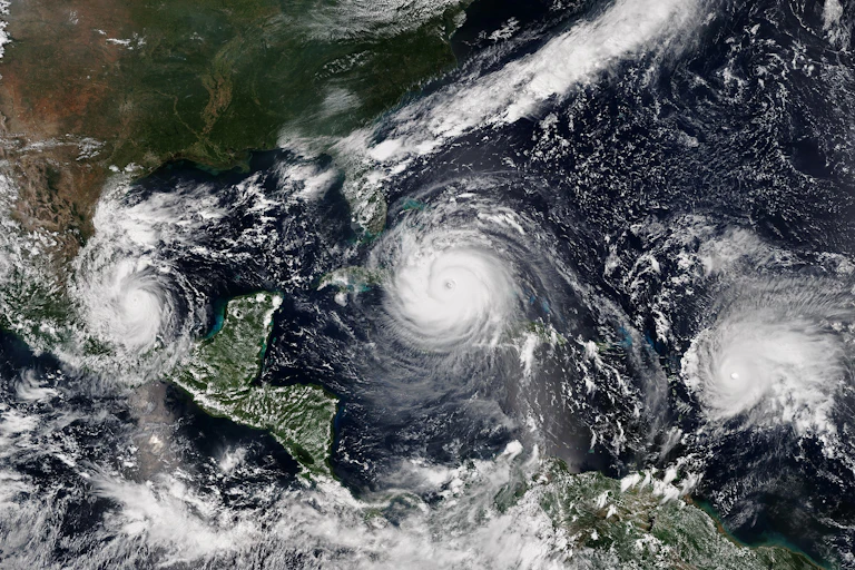 Image of three hurricanes in a row, captured by NOAA's Suomi satellite on Sept. 8, 2017.