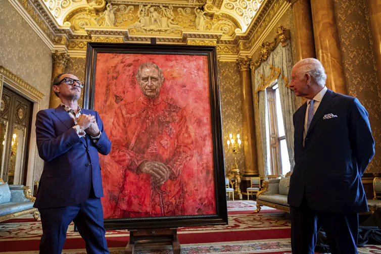 Two men and a painting.