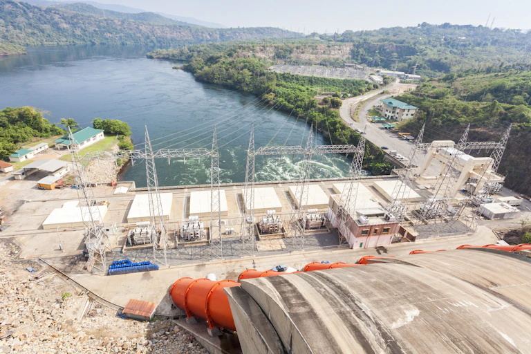 A giant dam and hydroelectric power station
