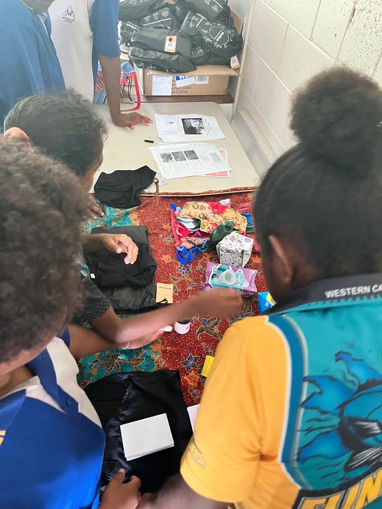 Students in a remote Cape York community explore period care products.