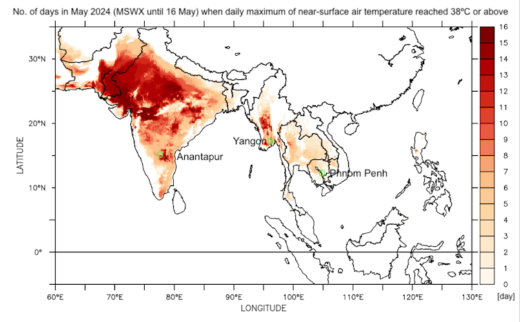 Extreme heatwaves in south and south-east Asia are a sign of things to come 3 Shaded map of south and south east asia