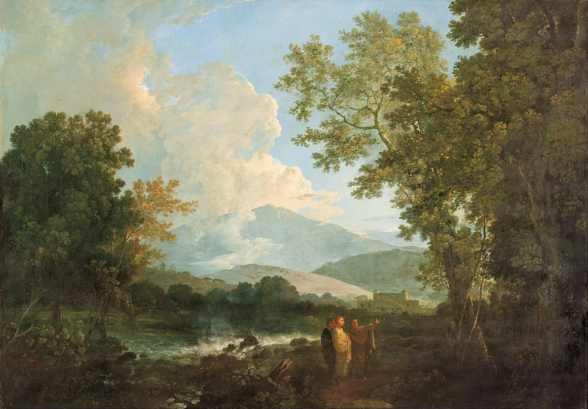 Fragmento de 'Cicerón con su amigo Ático y su hermano Quinto, en su villa de Arpinum', de Richard Wilson.