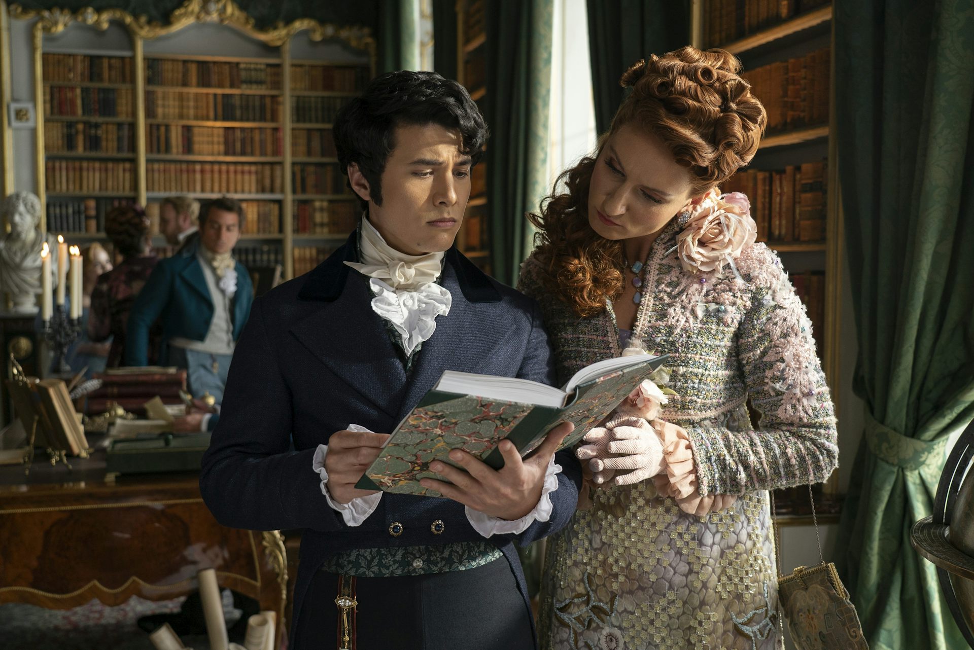 Prudence and her husband read a book.