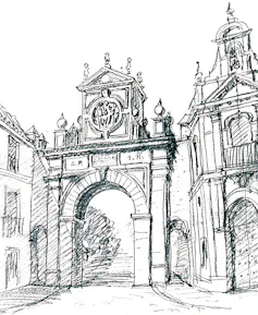 Dibujo de la Puerta Real de Rafael Manzano, en 2006.