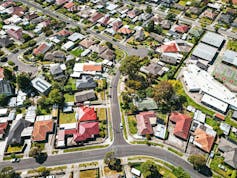Aerial views of suburban houses in Melbourne