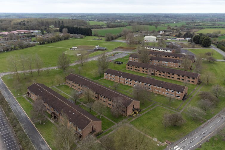 bird's eye view of rows of barracks at RAF Wethersfield in Essex