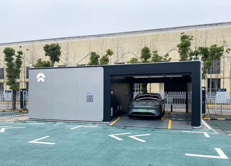 A Nio battery-swap station in Shanghai.