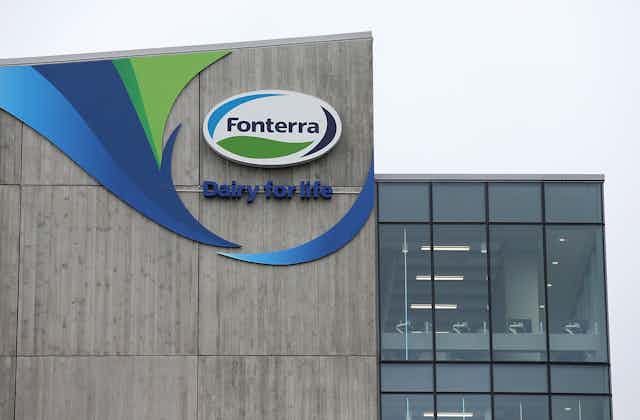 Fonterra logo on the outside of the company's headquarters