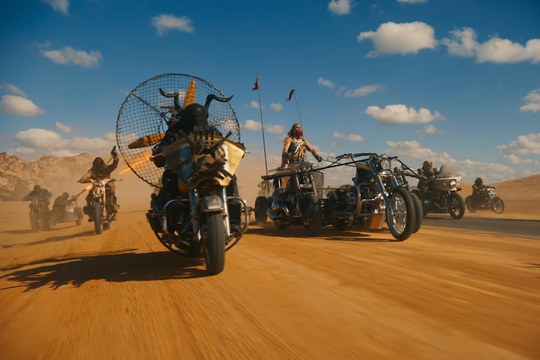 Production image: motorbikes in a desert.