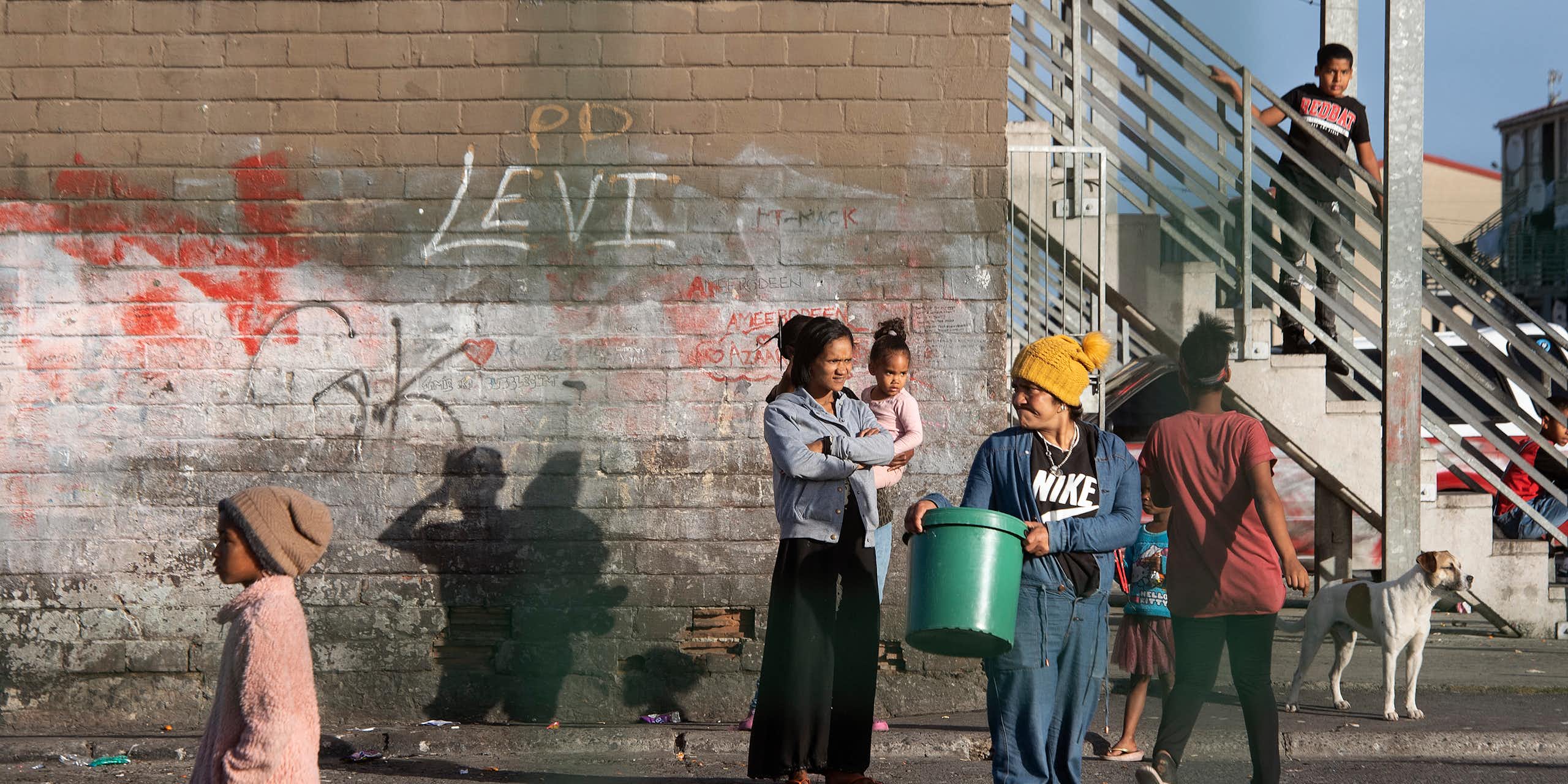 People living in the blocks of flats in Hanover Park, Cape Town, 2022.