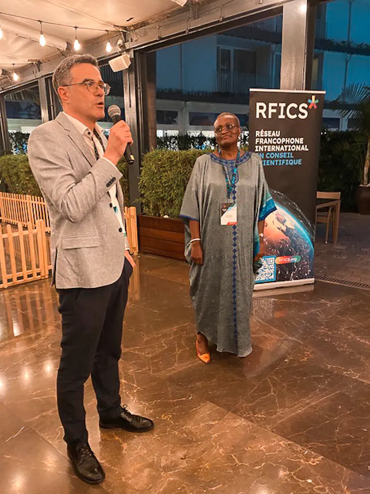 Mathieu Ouimet speaks at an evening event on the sidelines of RFICS