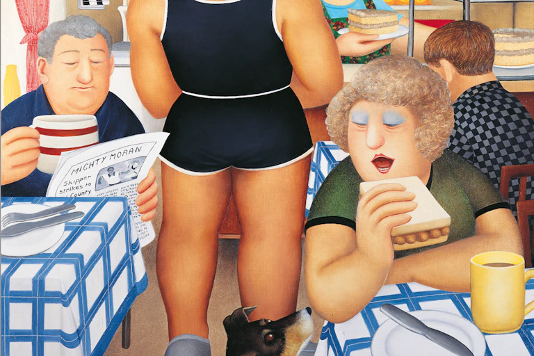A Beryl Cook painting called Elvira's Cafe.