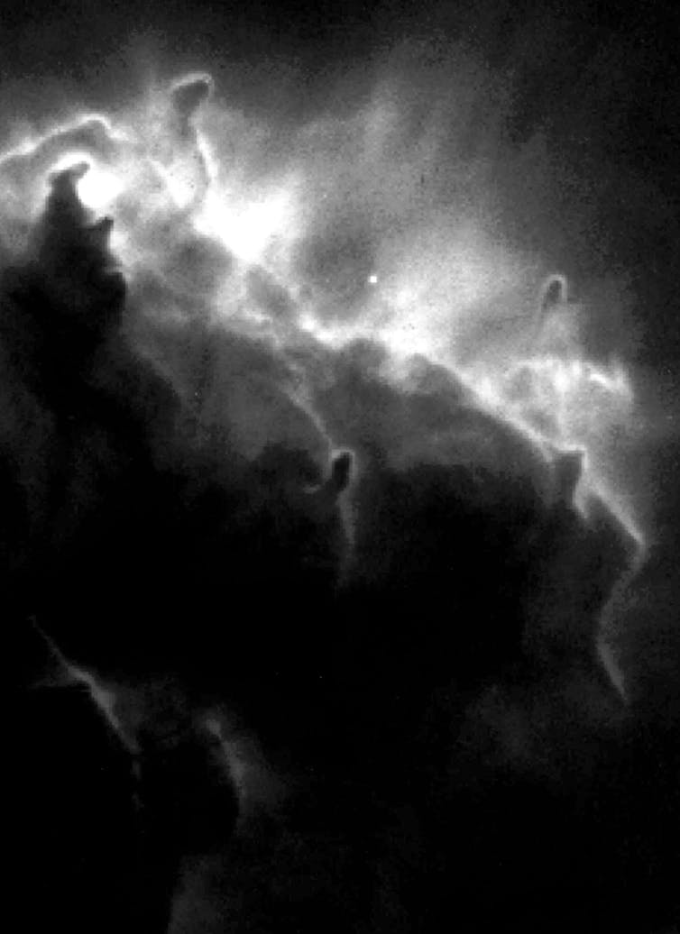 Gas cloud. It is very difficult to recognize the face of Jesus.