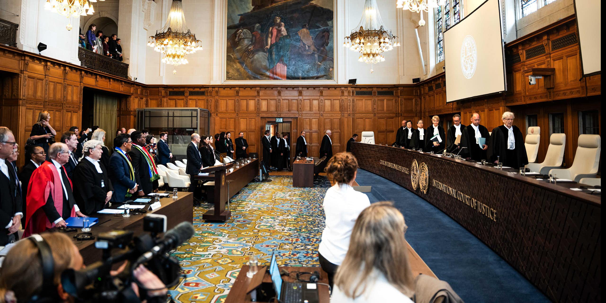 International Court of Justice judges file into thecourtroom to hear arguments in South Africa v Israel, May 2024.