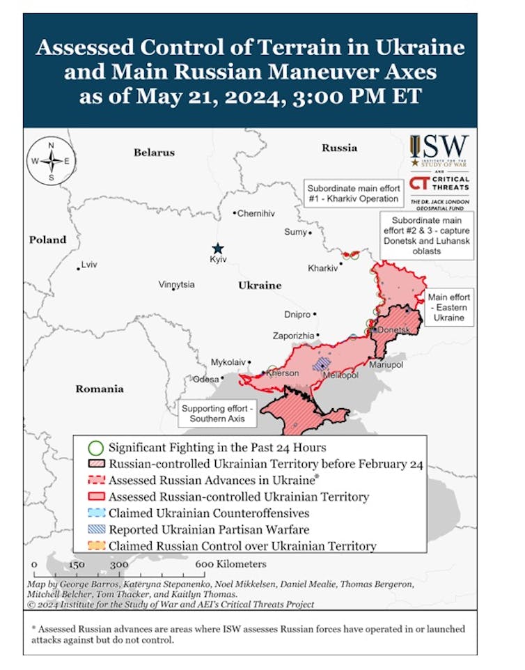 Control of terrain in Ukraine, a map.