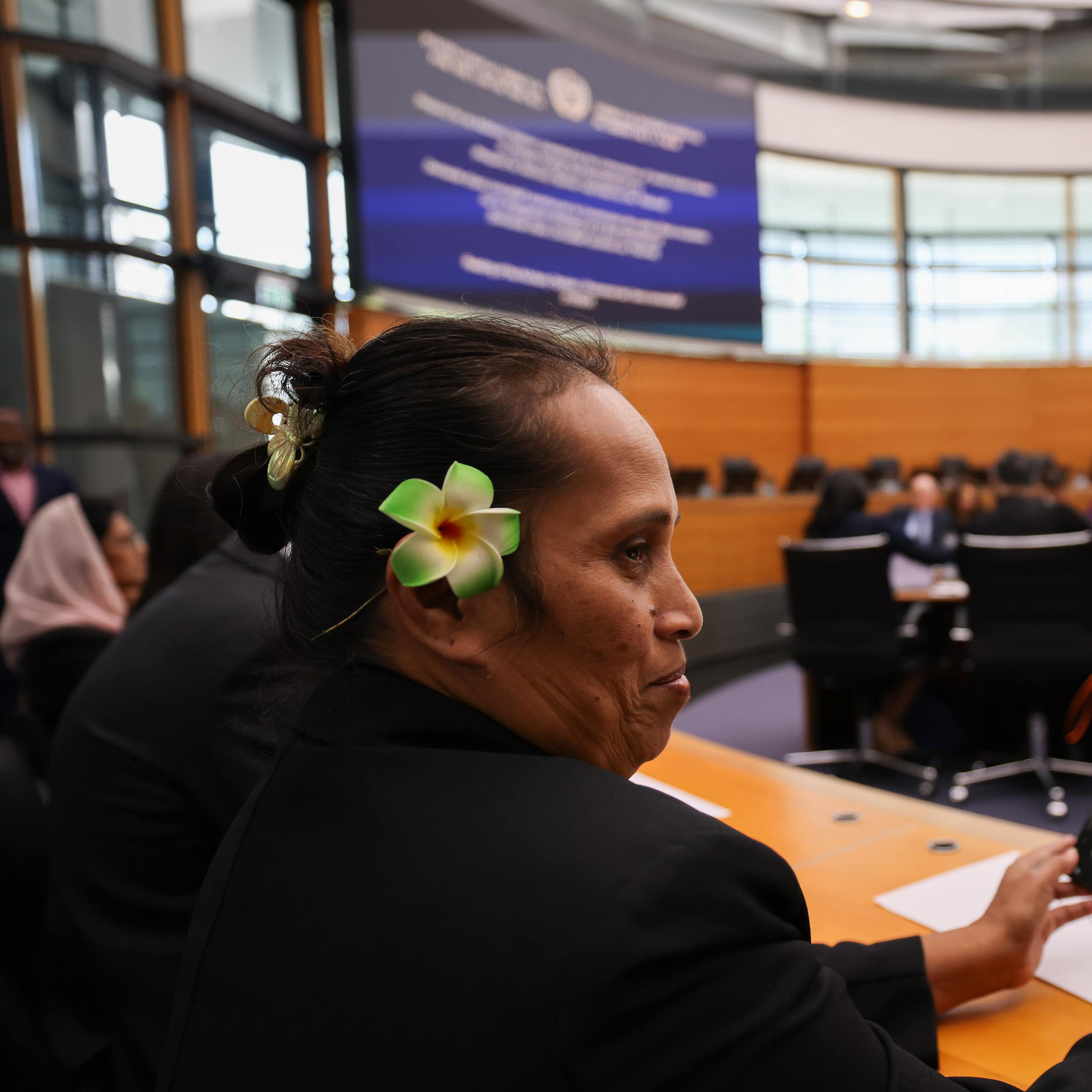 A representative from a Pacific island nation at the start of a session of the International Tribunal for the Law of the Sea 