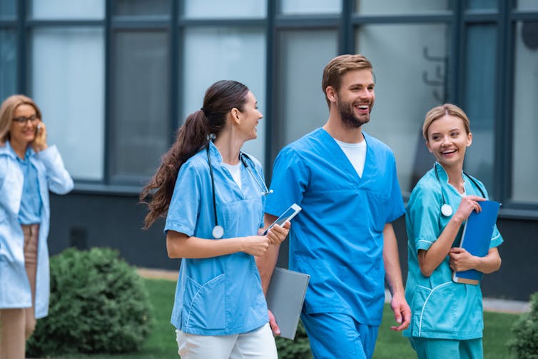 Medical students in the hospital field