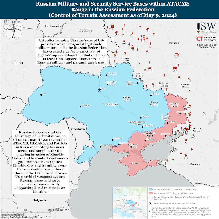 Map showing Russian bases on the Ukrainian border.