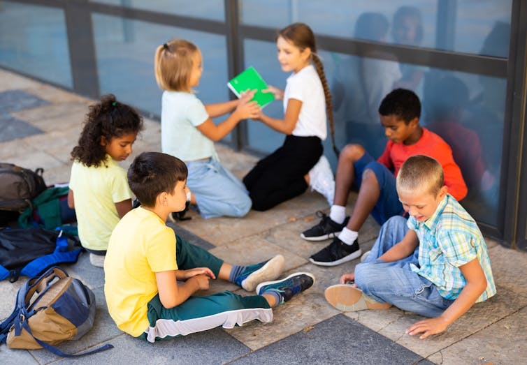 Children in a schoolyard.