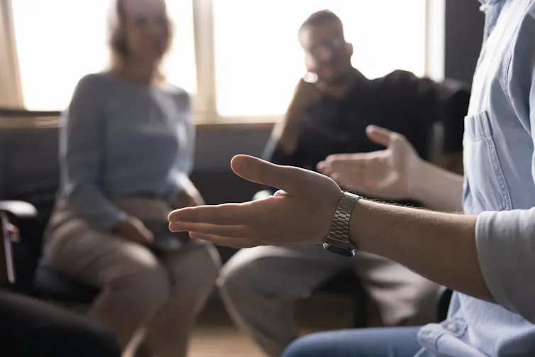 Group of people talking.