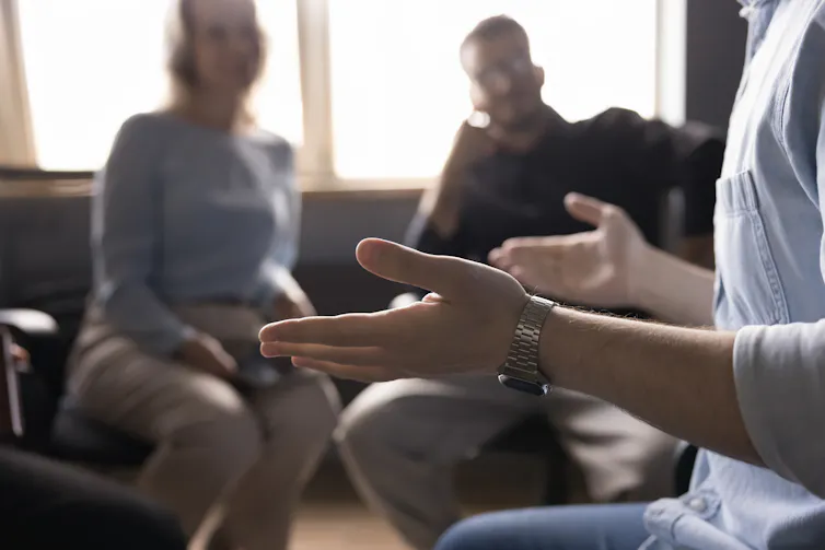 Group of people talking.