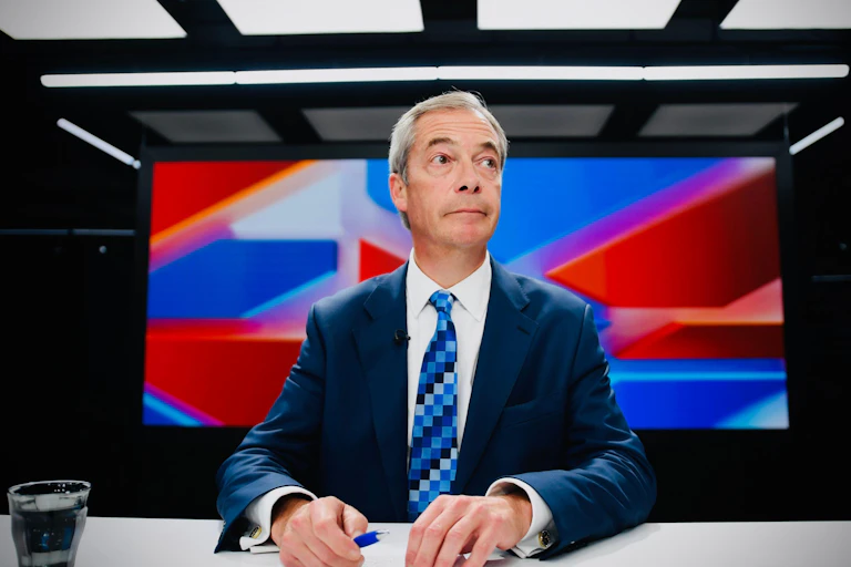 Nigel Farage presenting on GB News
