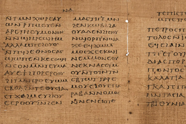 A frangment of an ancient biblical text written in the Coptic language.