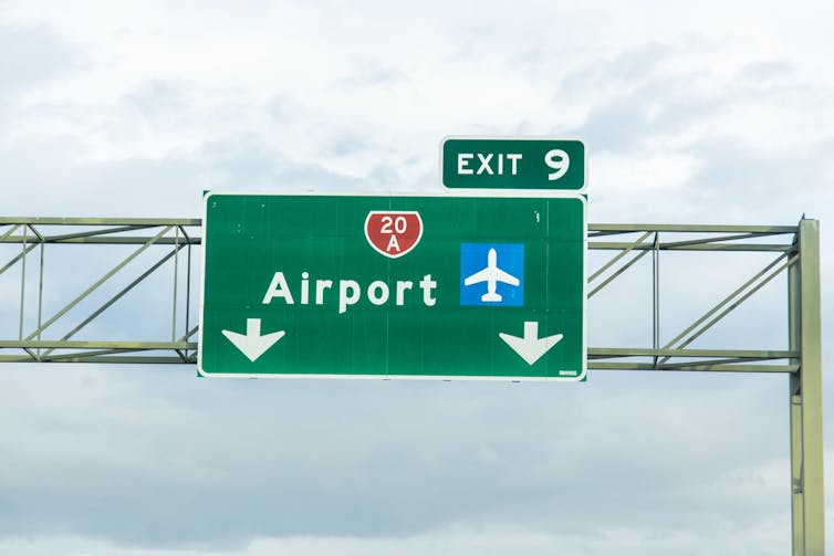 Motorway sign for airport