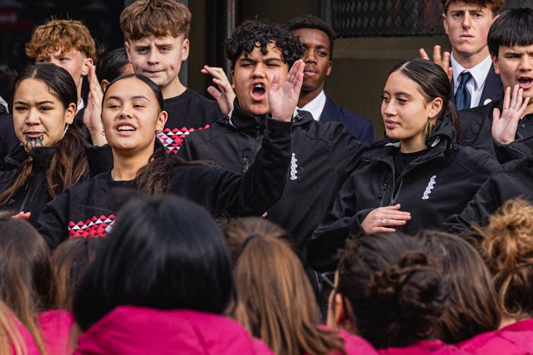 Young Māori performing at a welcome ceremony
