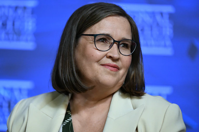 Kate Jenkins speaks at the National Press Club in Canberra