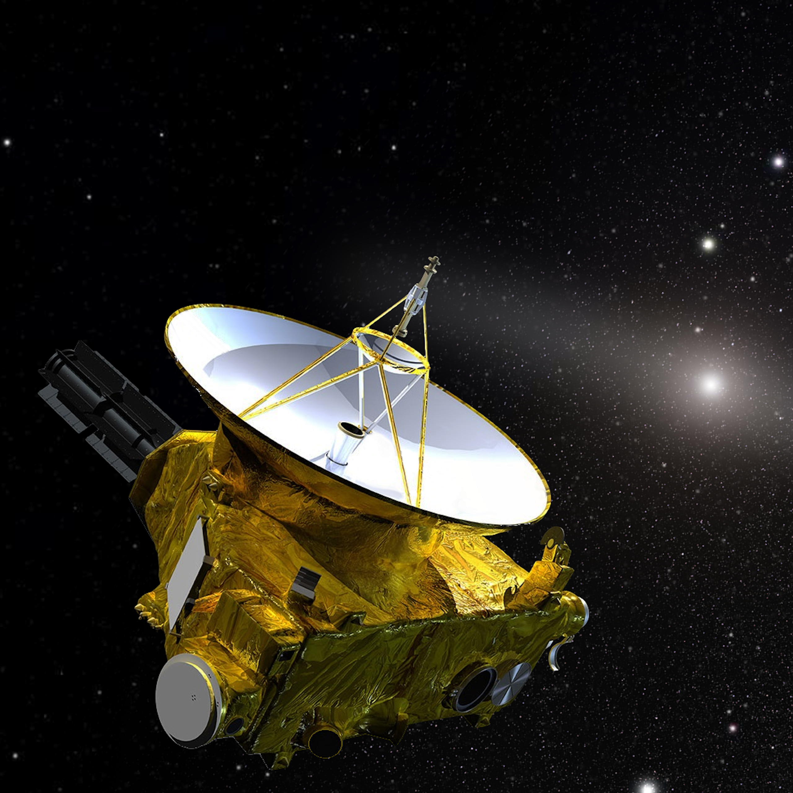 Vue d'artiste de la sonde New Horizons qui embarque du plutonium.