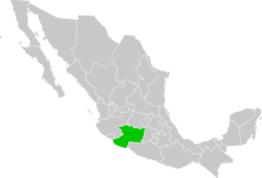 Map of Mexico with the state of Michoacán highlighted