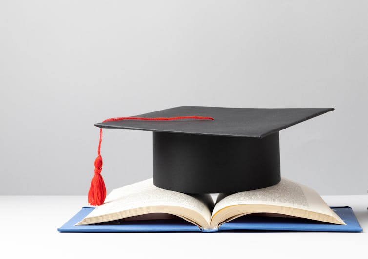 A cap seen on a diploma.