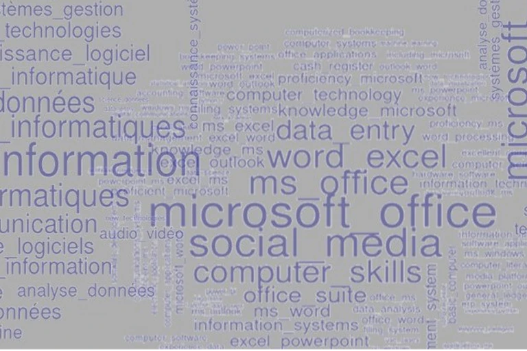 Les noms de divers programmes de la suite office s'avoisinent