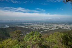 Aerial view of Rockhampton city from nearby hill.