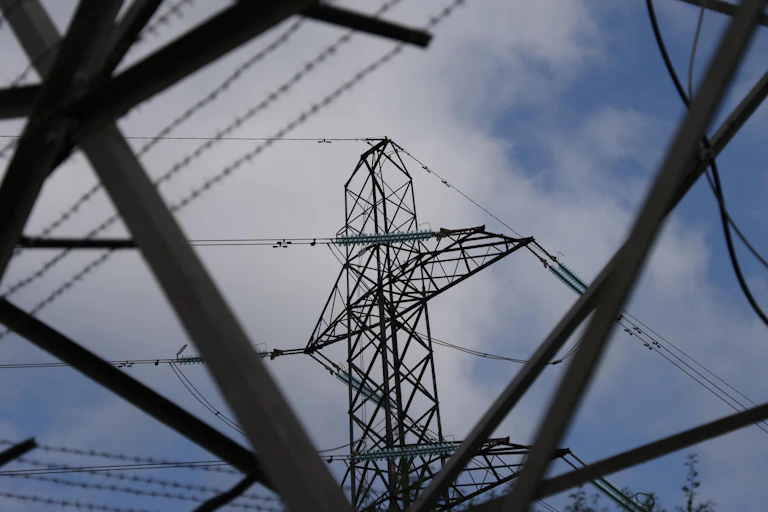 Electricity pylons.