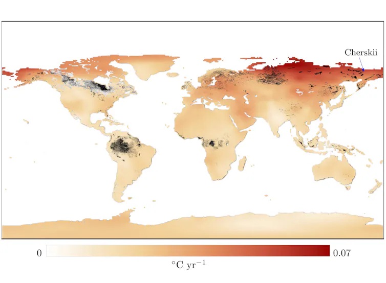 Annotated world map.
