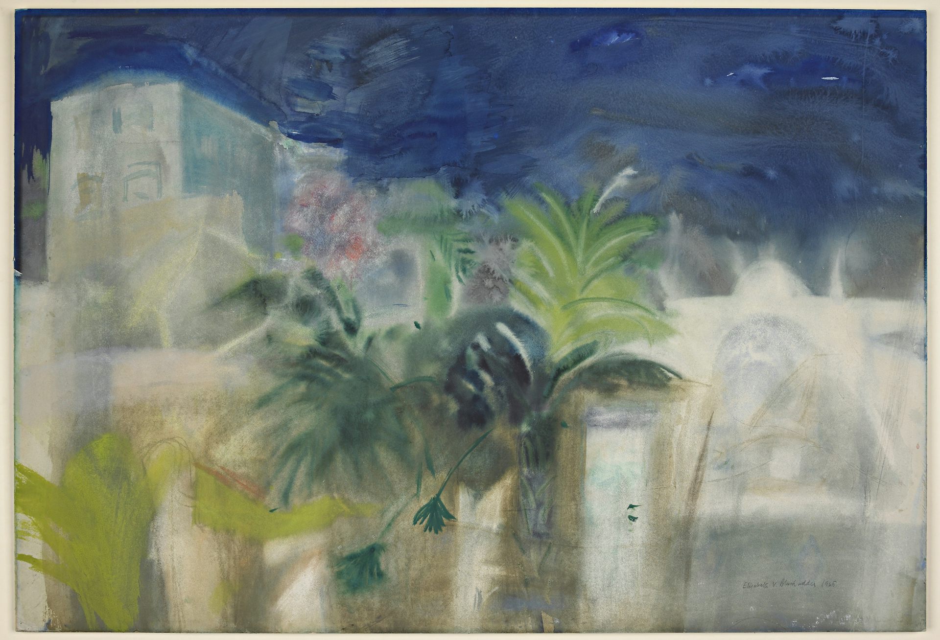 A painting of a garden